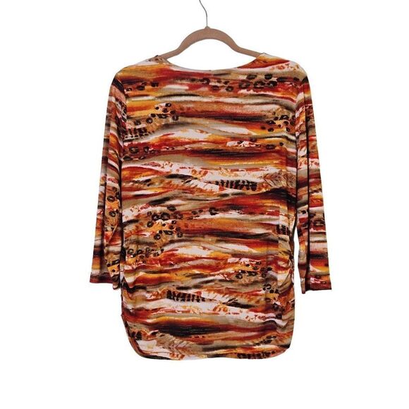 Laura Ashley burnt orange/black/white  V-neck top. Size L. - Picture 2 of 4